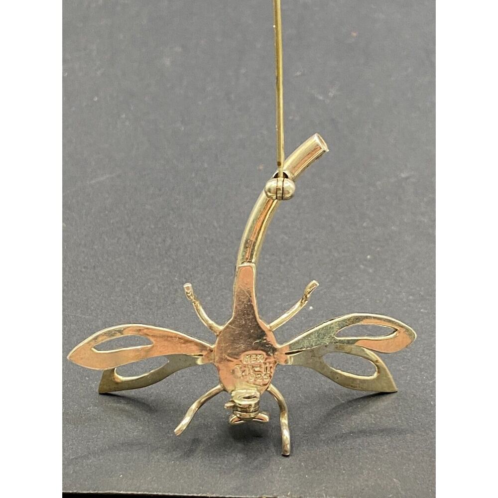 Vintage Taxco Mexico Sterling Silver 925 Black Onyx Dragon Fly Pin Brooch - Picture 11 of 11